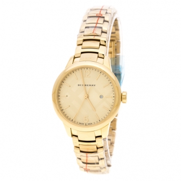 Pre Owned Burberry Gold Plated Stainless Steel Classic BU10109 Women's Wristwatch 32 mm