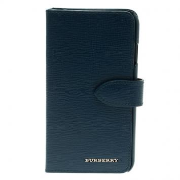 Pre Owned غطاء آيفون 7 بربري جلد أزرق مخضر مطوي