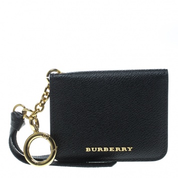 Pre Owned Burberry Black Leather Camberwellid Card Case Holder