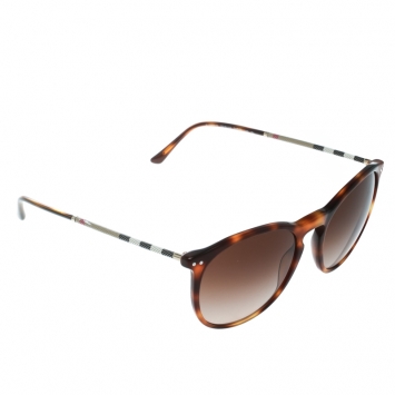 Pre Owned Burberry Havana/Brown Gradient B2450-Q Round Wayfarer Sunglasses