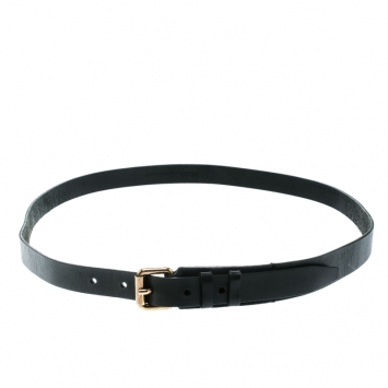 Pre Owned Burberry Black Leather Belt Size 100 CM