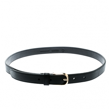 Pre Owned  Burberry Black Leather Belt Size 85 CM