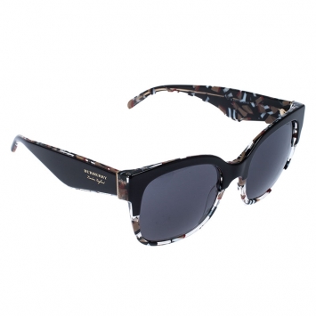 Pre Owned Burberry Black House Check B 4271 Square Sunglasses