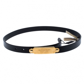 Pre Owned Burberry Black Leather Reese Slim Belt 100CM