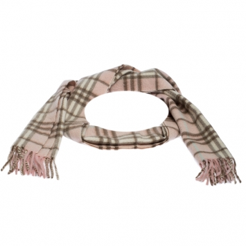 Pre Owned Burberry Pale Pink Nova Check Cashmere Scarf