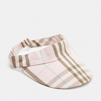 Pre Owned Burberry Pink Nova Check Print Cotton Visor One Size
