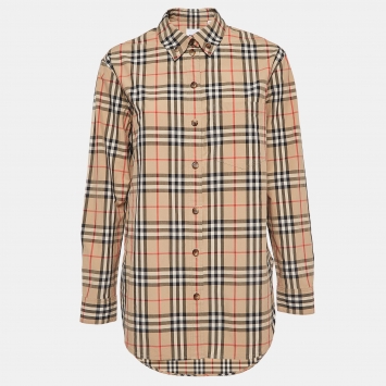Pre Owned Burberry Beige Nova Check Cotton Shirt M