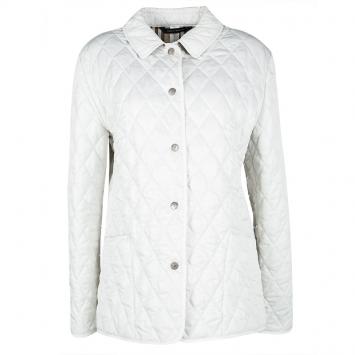 Pre Owned Burberry London Off White Diamond Quilted Constance Jacket L