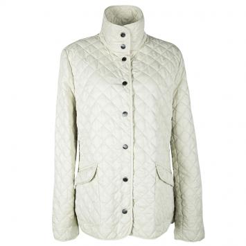 Pre Owned Burberry Brit Pale Yellow Diamond Quilted Button Front Jacket XL