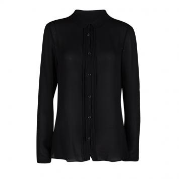 Pre Owned Burberry London Black Silk Long Sleeve Blouse M