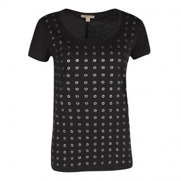 Pre Owned Burberry Brit Black Jersey Eyelet Embellished Short Sleeve T-Shirt S
