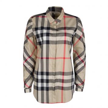 Pre Owned Burberry Brit Beige Cotton Novacheck Long Sleeve Button Front Shirt M