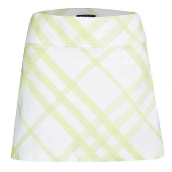 Pre Owned Burberry London White and Green Checked Denim Mini Skirt M