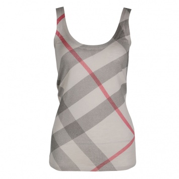 Pre Owned Burberry Brit Beige Nova Check Wool Cashmere Tank Top XS