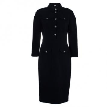 Pre Owned Burberry Black Novacheck Contrast Cuff Shirt Dress M