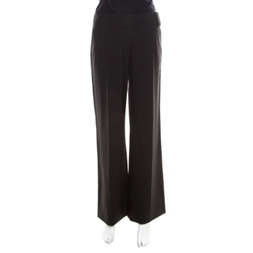 Pre Owned Burberry London Black Cotton Wide Leg Trousers S