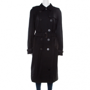Pre Owned Burberry London Black Wool Double Breasted Overcoat M