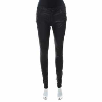 مملوكة مسبقًا Burberry Black Coated Denim Low Rise Skinny Fit Jeans M 