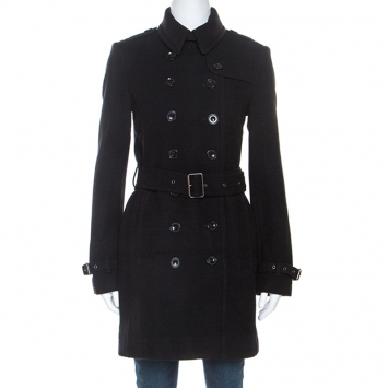 مملوكة مسبقًا Burberry Black Wool Double Breasted Trench Coat S
