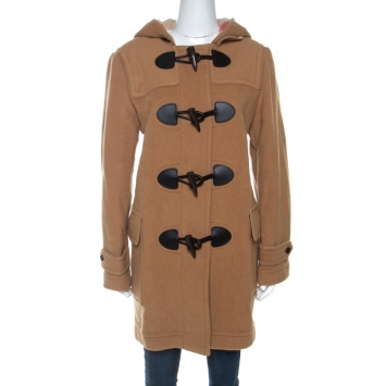 Pre Owned Burberry Camel Beige Wool Mersey Duffle Coat L