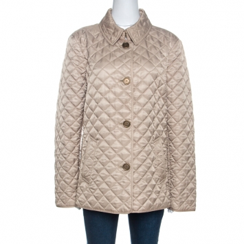 Pre Owned Burberry Brit Beige Diamond Quilted Jacket XXL