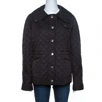 Pre Owned Burberry Brit Black Diamond Quilted Jacket XL