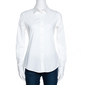 Pre Owned Burberry Brit White Stretch Cotton Long Sleeve Shirt S