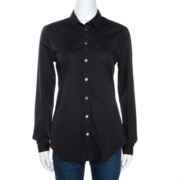 Pre Owned Burberry Brit Black Stretch Cotton Long Sleeve Shirt S