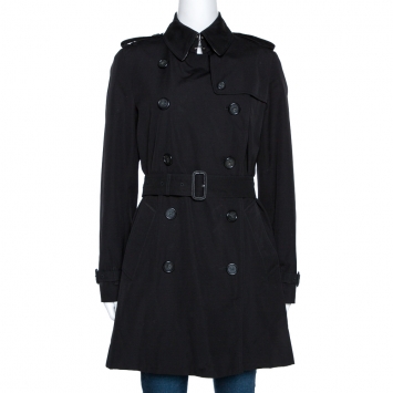 Pre Owned Burberry Black Cotton Double Breasted Trench Coat M
