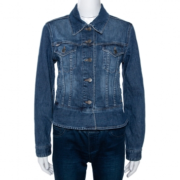 Pre Owned Burberry Blue Light Washed Denim Button Front Jacket S