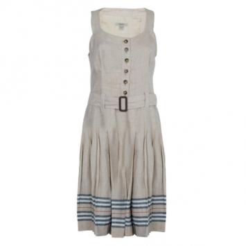 Pre Owned Burberry Linen Novacheck Print Dress S