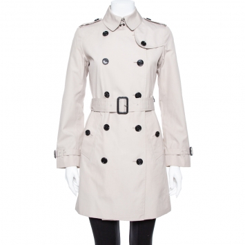 Pre Owned Burberry Beige Belted Coat S