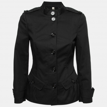 Pre Owned Burberry Black Cotton Button Front Jacket S