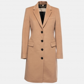 Pre Owned Burberry Beige Wool & Cashmere Single-Breasted Coat M