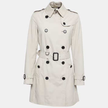 Pre Owned Burberry Beige Gabardine Belted Trench Coat S