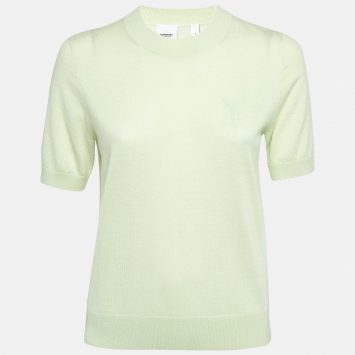 Pre Owned Burberry Pastel Green Cashmere Crew Neck Sweater M