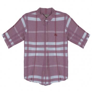 Pre Owned Burberry Brit Check Cotton Coral Pink Tunic Shirt XL