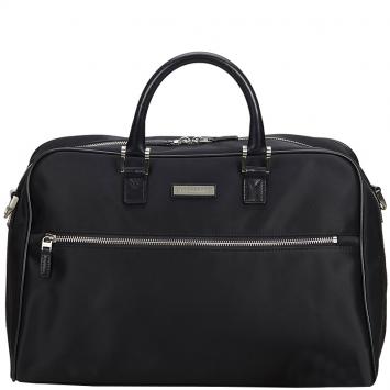 Pre Owned Burberry Black Nylon Leather Travel Bag