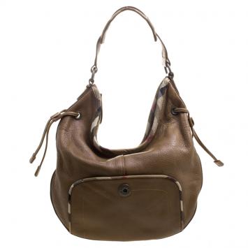 Pre Owned Burberry Brown Leather Murphy Hobo