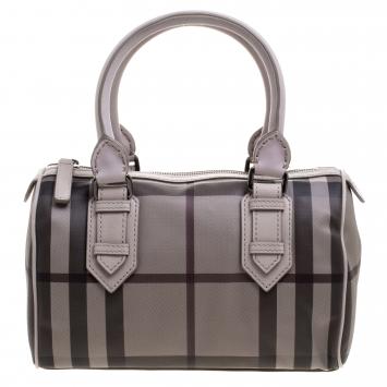 Pre Owned Burberry Beige Smoked Check PVC Chester Bowling Bag