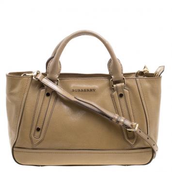 Pre Owned Burberry Tan Patent Leather Somerford Convertible Tote