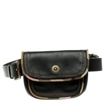 Pre Owned Burberry Black Leather Belt Bag