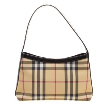 Pre Owned Burberry Black House Check PVC Shoulder Bag