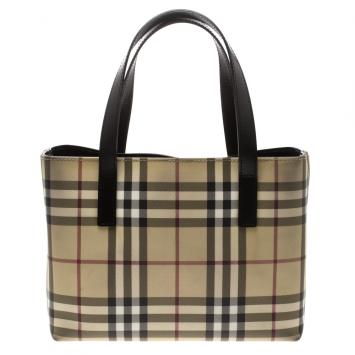 Pre Owned Burberry Black House Check PVC Tote