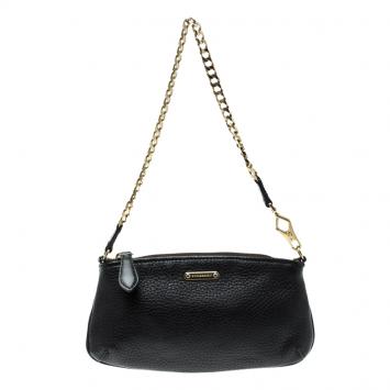 Pre Owned Burberry Black Leather Clara Pochette