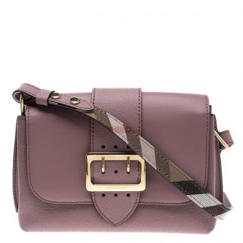 Pre Owned Burberry Blush Pink Leather Small Buckle Crossbody Bag