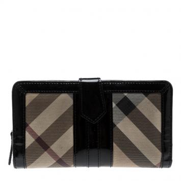 Pre Owned Burberry Black Novacheck PVC Penrose Continental Wallet