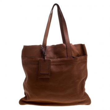 Pre Owned Burberry Brown Leather Shopper tote