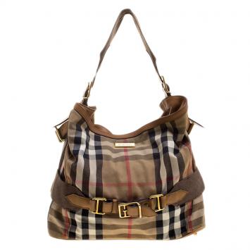 Pre Owned Burberry Beige Canvas House Check Prorsum Vintage Hobo