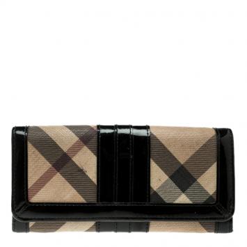 Pre Owned Burberry Black Novacheck PVC Penrose Continental Wallet